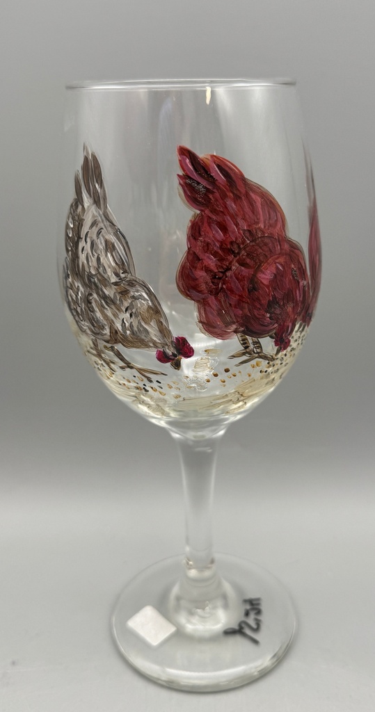 Jennifer Schroeder- Chickens Wine Glass