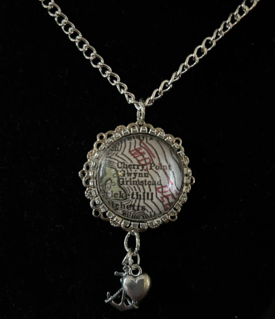 Pat Whitlow -Gwynn's Island Map Pendant Necklace
