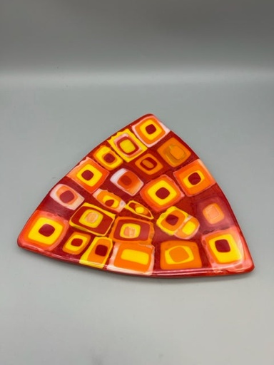 [IU00] Irene Ultee- Triangle Fused Glass Plate