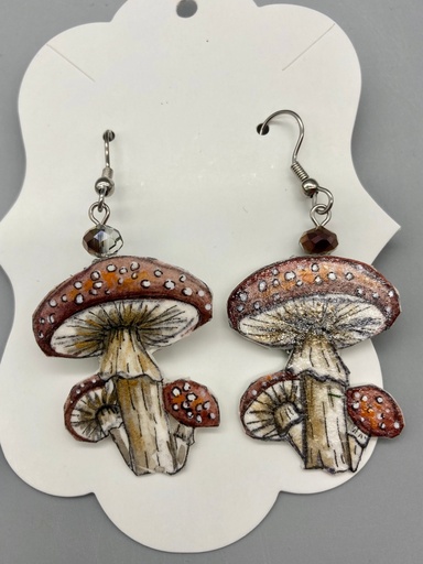 [JS009] Jennifer Schroeder- Watercolor Mushroom Earrings