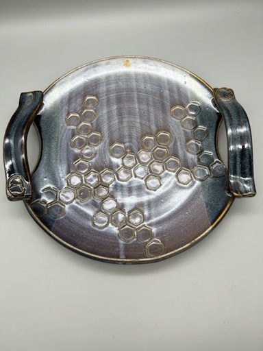 [KPP042] Karen Podd - Blue Honeycomb Platter with Handles