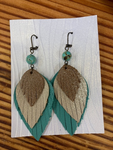 [LA060] Lesley Atkinson - Turquoise and Gold Earrings