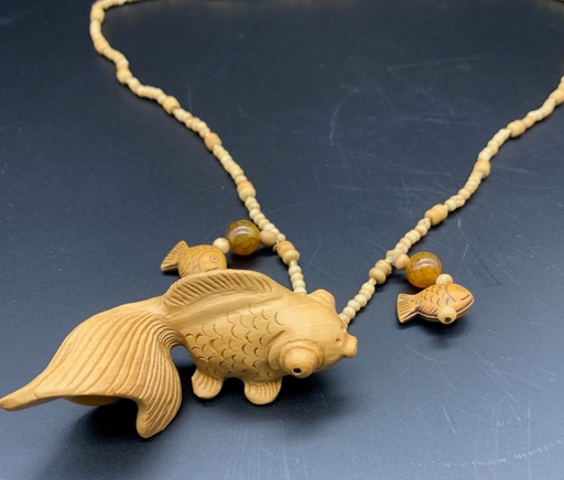 [LW0030] Liz Wallace - Koi Netsuke Boxwood Necklace
