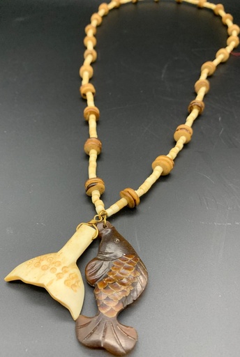 [LW0034] Liz Wallace - White Tail and Dark Fish Necklace