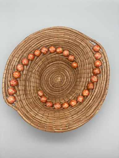[NB3-20#7] Nina Buzby - Round Basket with Red Bead Spiral