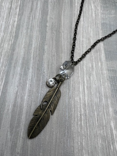 [PW066] Pat Whitlow - Bronze Feather Pendant Necklace