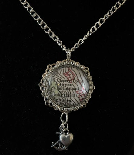 [LS-PW02] Pat Whitlow -Gwynn's Island Map Pendant Necklace