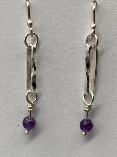 [RGJ-007] Robin Grabinsk-Twist Link Amethyst Earrings