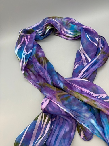 [RG026] Robin Grabinska-Purple Burn Out  Silk Scarf