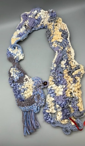 [SCA02] Sally Cooney Anderson-Blue, Lavender and White Scarf