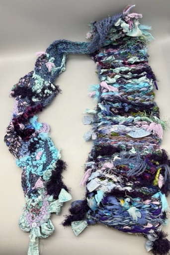 [SCA09] Sally Cooney Anderson-Blue, Purple and Green Pocket Scarf