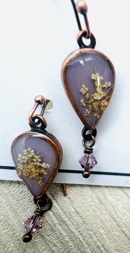 [DB061] Denise Bush-Lavender Queen Anne's Lace Earrings